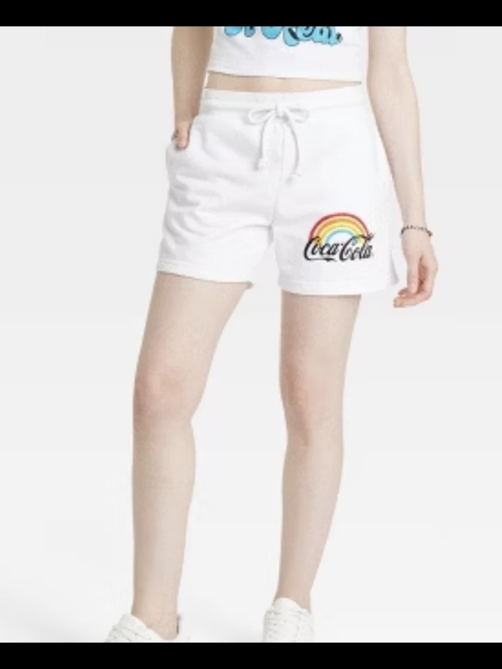 0302-Coca Cola White Rainbow Logo Women’s Shorts